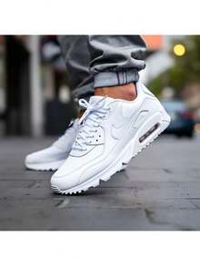 Men's Airir Max 90 White Sneakers, Urban Modern Style, Premium Airir Sole - White - View 1