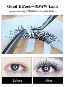 Winky Beauty W-Shaped Mixed Length 8-15mm Flat Base Handmade Woven Single Cluster False Eyelashes, Voluminous Fluffy Anime Style, 0.07 C/D Curl - View 6