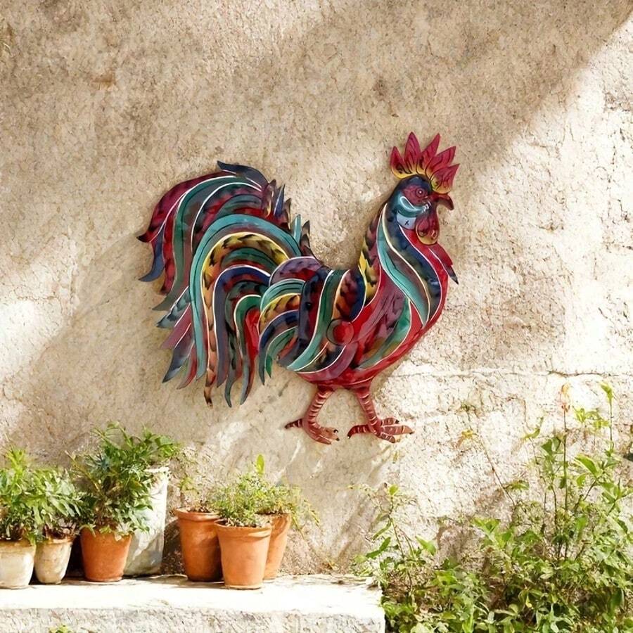 Adorno colgante decorativo de gallo colorido de acrílico 2D - A - Ver 1