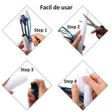 Organizador de Cables Cubre Cables Manguito de Gestión de Cable Auto Cierre Recoge Cables, Protector de Cables Escritorio, Esconder Cables, Protector Cable Negro - Blanco 3mx13mm - Ver 5