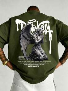 Casual hombre camiseta de manga corta hombre todos los días versátil jersey camiseta cuello redondo hombre top - Verde militar - Ver 11