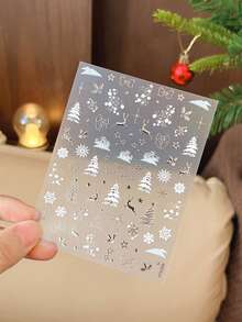 1 Tờ Giấy Dán Móng Tay Trang Trí Giáng Sinh, Hình Bông Tuyết & Tuần Lân 3D Dập Nổi Có Keo Dán - Nhiều màu - Xem 11