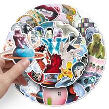 50pcs Surreal Weirdcore Style Sticker Pack, Interesting Ins Dreamy Core Art Stickers, Fantasy Fashion Graffiti Stickers, Waterproof Stickers For Water Bottles, Laptops, Phones, Luggage, Notebooks, Fridges - Multicolor-1 - View 9
