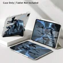 Cartoon Character And Silhouette Pattern Painted Effect Acrylic Crystal Tablet Protective Case, With Stand, Compatible With Honor/Apple/ And Other Popular Tablet Models, Foldable Anti-Bending, Silicone Reinforced Corners, Auto Wake/Sleep Function, Built-In Pen Slot, Multi-Angle Foldable Stand - Multicolor - View 8