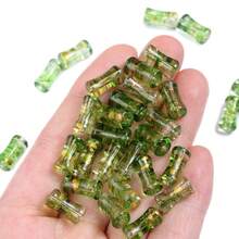 30PCS 6x12mm Glass Transparent Bamboo Shaped Beads With Golden Foil, Nature-Inspired Spacer Charms, Durable Bulk Beads For Fresh & Elegant DIY Jewelry - 竹子 - 查看 13