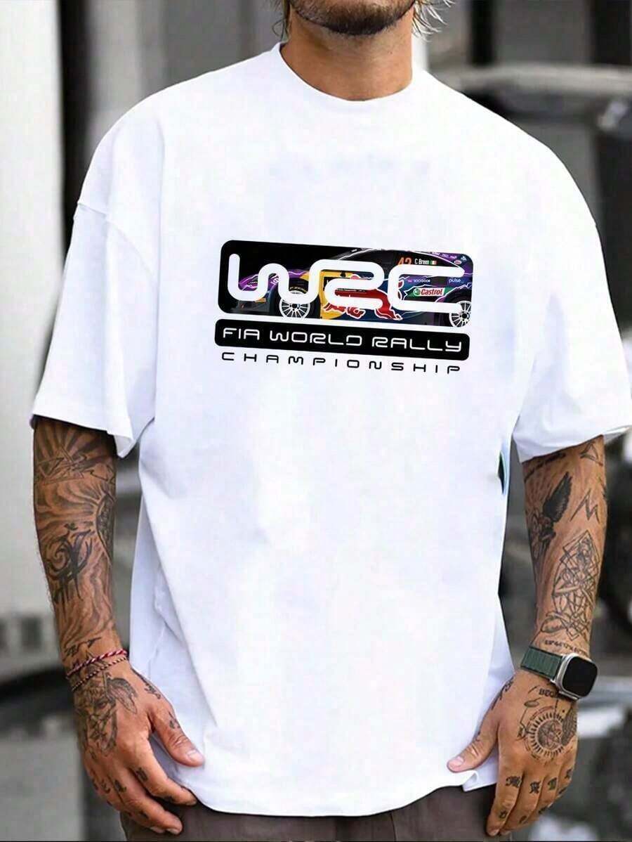 New Casual Short-Sleeved T-Shirt With Personalized Lettering For Men, Can Be Combined With Casual Trousers, Suitable For Travel/Holidays/Outdoor Activities/Sports, International Competitions. - 布蘭克 - 查看 1