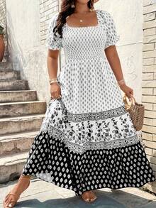 Plus Size - Plus Size - Women's Dress With Fitted Waist - Ivory White - View 5