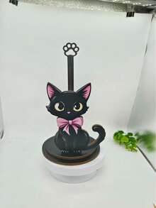 Wooden Black Cat Shaped Kitchen Paper Towel Holder, Single Layer Dishcloth Rack, Vertical Kitchen Paper Towel Stand, Countertop Paper Towel & Cling Wrap Storage Rack - Multicolor - View 7