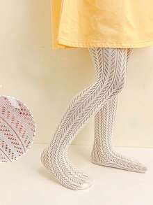 1 Pair Mesh Breathable Hollow Out Pantyhose, Beige Color - Beige - View 6