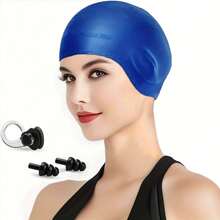 Plus Size Silicone Swimming Cap, High Elasticity Silicone Material, Tight Fit, Soft & Comfortable Ear & Hair Protection Waterproof Swim Cap, Suitable For Adult Men & Women - Multicolor - View 24