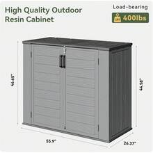 Horizontal Storage Sheds 21 Cu.Ft, HDPE Outdoor Storage Box 160 Gallon, Waterproof Lockable Resin Deck Box With Spring-Assisted Lid, Patio Storage Garden, Pool, Cushions, Tools, White - Gray - View 9