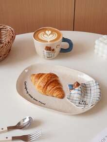 1 pieza Taza de cerámica con diseño de oso de peluche adorable y manta; Taza de café moldeada a mano y pintada a mano; Creativa y exquisita; Ideal para decoración del hogar y vajilla; Perfecta para arte de café con leche en restaurantes, excelente para fiestas y reuniones; Regalo encantador - Multicolor - Ver 8