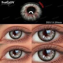 FRESH LADY Kính áp tròng Freshlady 1 cặp, màu xám, thích hợp sử dụng hàng ngày, đi làm, đi nghỉ mát, dự tiệc và trang điểm cosplay, dùng được cả năm, kích thước 14.2 mm. - Màu xám đen - Xem 3