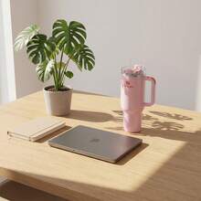 Aesthetic Shimmery Winter Berry STANLEY 40oz Quencher H2.0 Flowstate™ High‑End Tumbler Double‑Wall Thickened Insulation Anti‑Condensation Exclusive Color Must‑Have For Student Commute Stylish Straw Cup For Women Best Friend Couple Gift - Màu Hồng baby - Xem 3