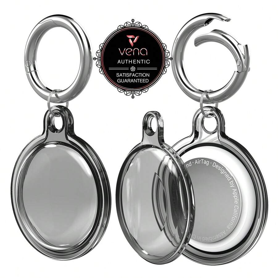 Vena For Apple AirTag Holder And Keyring, AirTag Keychain Holder Waterproof AirTag Case - Black - View 1