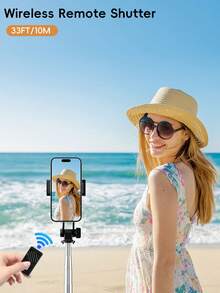 New Selfie Stick - 170cm Length - Equipped With Anti-Shake Function, Retractable Tripod And Wireless Function. Made Of Durable ABS And Aluminum Alloy Materials. Also Equipped With LED Fill Light. The Bottom Of The Fill Light Can Rotate - B - View 5
