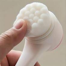 1pc Dual-Head Soft Bristle Silicone Facial Cleansing Brush, Soft Bristle Silicone Combination, Deeply Cleanses Pores And Removes Dirt, Long Handle Upright Non-Slip Design, Suitable For Home Facial Cleansing & Skincare, Travel Portable Cleansing & Makeup Removal, Ideal For Those With Clogged Pores And Oily Skin, Gentle Cleansing Enthusiasts - Facial Cleansing Brush - View 6