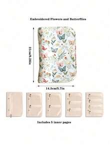 Embroidered Loose-Leaf Jewelry Organizer Book, Portable Book-Style Design, 5-Layer Compartments, Anti-Oxidation Jewelry Storage Bag, Travel Earring Necklace Ring Storage Box - Travel Essential. - Multicolor - View 10