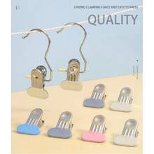 4pcs Multi-Functional Non-Slip Mark-Free Hanging Clothes Clips, Strong Grip Anti-Slip Clothes Clips, Wardrobe Storage Drying Multi-Use Clips / No-Drill Wardrobe Hat Storage Rack, Home Metal Hooks, Space-Saving / No-Drill / For Underwear Drying Rack, Tie, Camisole, Scarf, Belt, Bathroom, Bedroom, Closet, Wardrobe, Home, Dorm Storage Rack, Clothes Clips With Hooks, Soft Rubber Non-Slip Clothes Clips - Multicolor - View 5