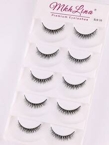 5 Pairs Natural Wispy Short False Eyelashes, Soft Lightweight Strip Lashes, Mkhlina Premium Eyelashes For Daily Makeup - Black - View 14