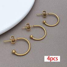 4pcs Stainless Steel Huggie Half Hoop Earrings Cartilage Helix Open Hugging Earrings For Women Lightweight Hypoallergenic Dainty Hoop Earrings For DIY Craft Accessories - Multicolor - View 15