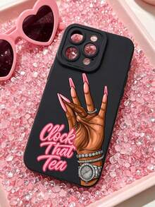 Silicone TPU Phone Case With Slogan, Clock, Tea Leaf Pattern, Full Body Protection Anti-Fall Anti-Shock TPU Soft Rubber Phone Case, Suitable For IPhone 11/12/13/14/15/16/16 Pro Max, And 17/17 Pro/17 Pro Max/Air - Multicolor - View 4