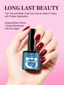 Coloursmile Fast Dry Top Coat, Quick‑Drying Clear Nail Polish, High Gloss Mirror Shine, Scratch‑Resistant & Long‑Lasting Manicure Finish - 8ml Black Cap, Black Bottle, No-wash Seal - View 2