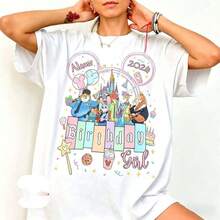 Loose Oversize  WDW Disneyland Family Tee, Personalized Name Age Zootopia 2 Birthday Shirt, Disney Judy Hopps Nick Wilde Gary De'snake Birthday Present Gift - 白色 - 查看 1