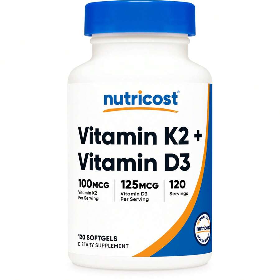 Nutricost Vitamin K2 (MK7) 100mcg + Vitamin D3 125mcg, 120 Softgels - Daily Wellness Combo, Non-GMO - Khác - Xem 1