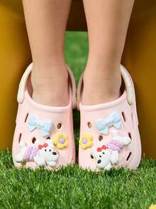 1 Pair Summer Kids Cartoon Breathable Sandals, Unisex Soft Bottom Anti-Slip Beach Shoes - Pink - View 7