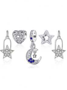 1 Set Elegant & Chic Star, Heart, Star & Moon Beaded Pendant Bracelet, Minimalist Daily Wear For Women - Multicolor - View 3