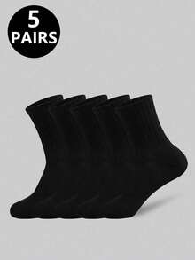1/5/10/20 paires de chaussettes mi-mollet de couleur unie noire et blanche pour hommes, chaussettes toutes saisons, non compressives, convenant aux sports, à la course, à la fitness - Multicolore - Voir 25