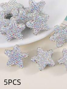 5 piezas de cuentas de arcilla con pentágono de cristal de colores, accesorios hechos a mano para collares, encantos de bolso y joyería - 5 PIEZAS - Estrella de cinco puntas - Ver 8