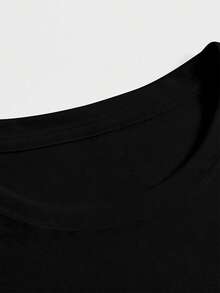 Summer Tops Floral Print Fitted Casual Round Neck T-Shirt For Summer Cotton T-Shirt - Black - View 2