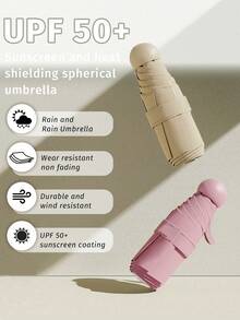 BAODINI Travel Essential Mini Umbrella With Storage Pouch, Compact Portable UV Protection Lightweight Pocket Umbrella, Manual Open/Close, Suitable For Men And Women, Vacation, Beach, Travel Necessity, Also Can Be Used As Room Decor, Men Can Put In Handbag Or Backpack - A - View 8