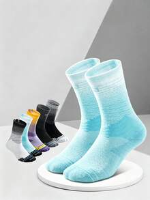 Men's Terry Bottom Crew Socks, Gradient Anti-Slip Cushioned Athletic Socks For Running, Gym & Basketball - Multicolor - View 8