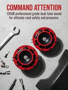 2pcs/Set Super Loud Compact Electric Explosion Speaker Set, Suitable For Motorcycle And Car, Owl-Shaped Electric Horn Applicable To Car And Motorcycle, Ultra-High Volume, Metal Dual Speakers Set With Treble/Bass - Electric Horn - View 5