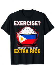 Camiseta divertida filipina con broma de arroz extra - ¡Ejercicio! ¡Pensé que me decías arroz extra! Camiseta con gráfico de bandera filipina y tazón de arroz - Camiseta negra de corte regular para hombres, mujeres, gimnasio, regalos - OWN, ropa casual, camiseta gráfica humorística, impresión duradera, TALLA EXTRA - Blanco - Ver 6