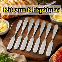 Jogo de 6 Espátulas De Inox Premium Para Manteiga e Geleia Facas Sem Serra Para Cozinha - Prata - Visão 7