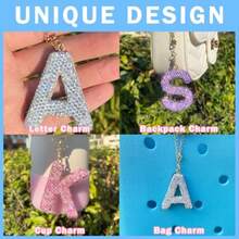 Bogg Diamond Letter Keychains For Bags, Sparkling Rhinestone Letter Accessories For Bags - Rosa - View 7