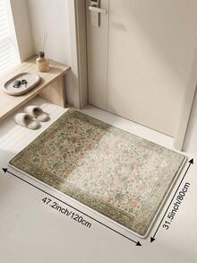 Green Vintage Floral & Bird Pattern Living Room Rug, Suitable For Kitchen, Dining Room, Faux Cashmere Bedroom Rug, Holiday Decor Living Room Rug, Indoor/Outdoor, Office, Lobby, Area Rug, Non-Slip Doormat, Bathroom Rug, Hallway, Study And Gaming Area Rug - Olive Green - View 16