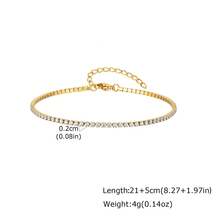 1 pieza Tobillera de acero inoxidable con cadena de circonita de moda, color dorado/plateado, longitud ajustable, accesorio de joyería, para playa de verano - 250 - Ver 6