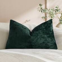 1pc Embossed Velvet Throw Pillow Cover, Dark Green - Dark Green - View 3