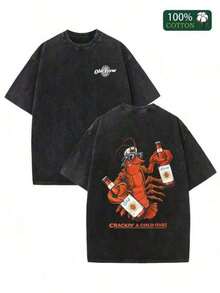 Ropa de Hombre 2026, Nueva Llegada, Camiseta Gráfica 100% Algodón para Hombre, Estilo Vintage Lavado, Camiseta Oversize, Manga Corta, Cuello Redondo, Estampado Divertido de Langosta y "Crackin' A Cold One", Estilo Urbano Retro, Acabado Desgastado, Tela Suave y Transpirable, Camiseta Casual de Primavera-Verano para Uso Diario, Playa, Fiesta, Vacaciones, Salidas, Atuendo Urbano. Camiseta de Manga Corta Casual para Hombre, Conjunto a Juego para Parejas, Camisetas Gráficas, Camisetas para Hombre, Ropa de Hombre, Camisetas Gráficas, Camiseta Gráfica Retro Lavada Negra "System" - Corte Oversize, Estilo de Banda de Metal Alternativo, Diseño Gráfico Divertido, Cuello Redondo, Adecuada para Adultos, Ropa Casual Versátil, Aspecto Vintage Desgastado, 100% Algodón, - Negro - Ver 7