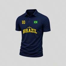 Men's Polo Shirt For The 2026 Brazil World Cup, Premium Piqué Knit - Navy Blue - View 1