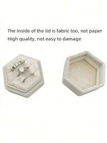 1pc Velvet Ring Box, Hexagonal 3-Slot Ring Box, Suitable For Wedding Ceremony, Can Hold Multiple Rings, White Engagement Wedding Commemorative Box, Wedding Ring Storage Box, Engagement Ring Organizer Box - Multicolor - View 5