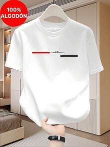 Camiseta de hombre 100%, una nueva y moderna camiseta, camiseta transpirable de cuello redondo, un elemento esencial de verano para hombresTee - Blanco - Ver 1