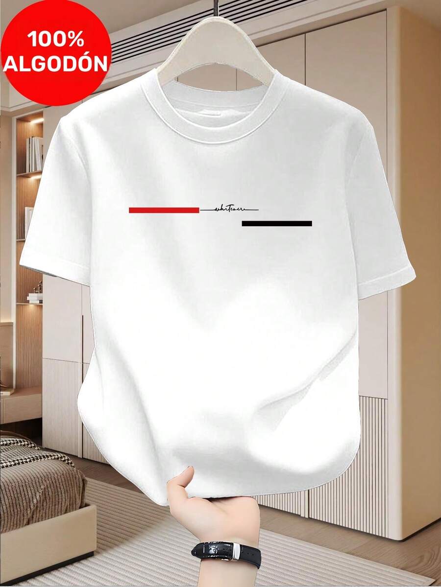 Camiseta de hombre 100%, una nueva y moderna camiseta, camiseta transpirable de cuello redondo, un elemento esencial de verano para hombresTee - Blanco - Ver 1