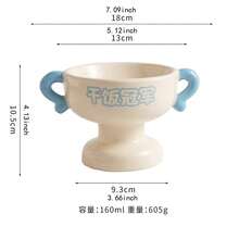World Cup Trophy Pet Bowl Ceramic Cat Bowl Dog Bowl Dog Basin Cat Bowl Canned Food Bowl Snack Bowl High Pet Water Bowl Food Bowl Hygienic Easy To Clean - 160ml - View 6