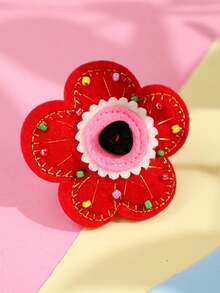 Colorful Embroidered Flower Beaded Button Dopamine Flower Resin Ring, Harajuku Creative Y2K Decorative Ring, Cosplay Ring - Multicolor - View 9
